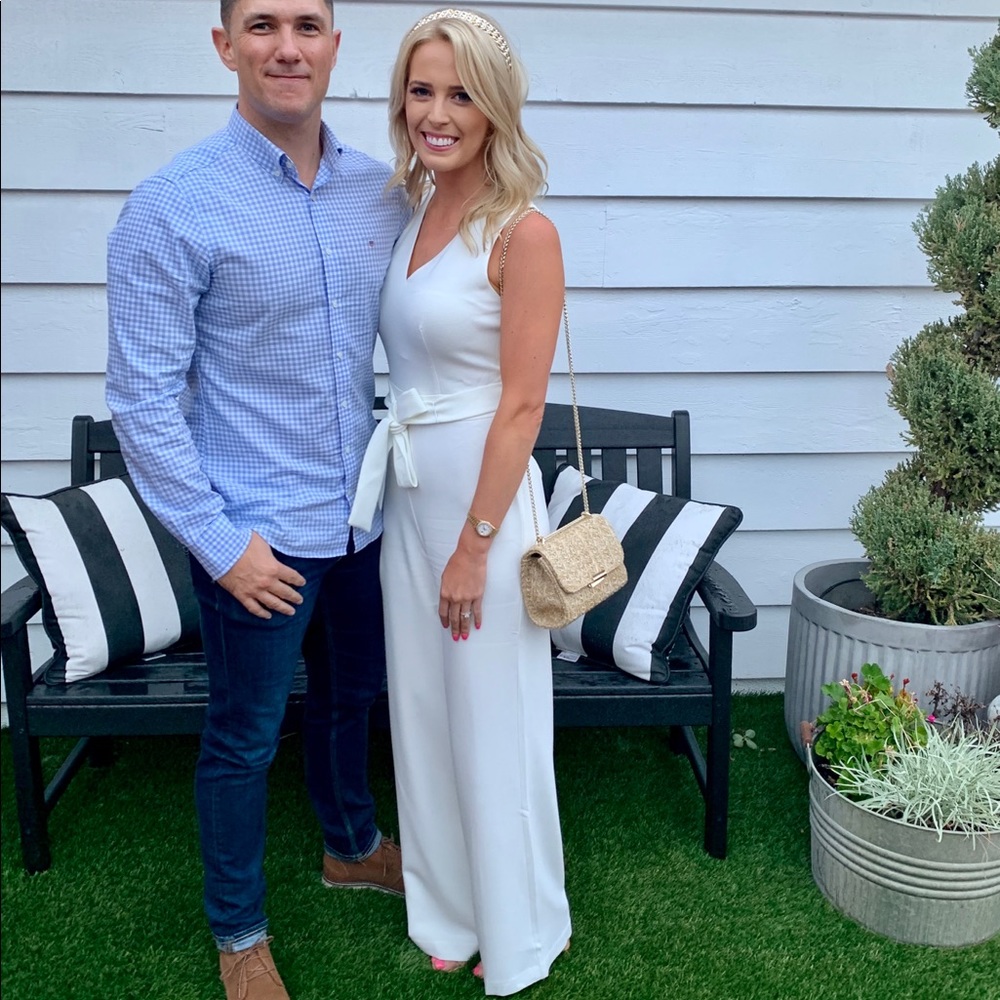 Vince Camuto white jumpsuit with tie